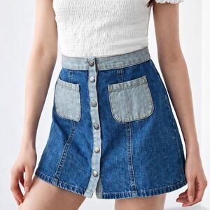 BDG | Urban Outfitters Deconstructed Denim Snap-Front Mini Skirt